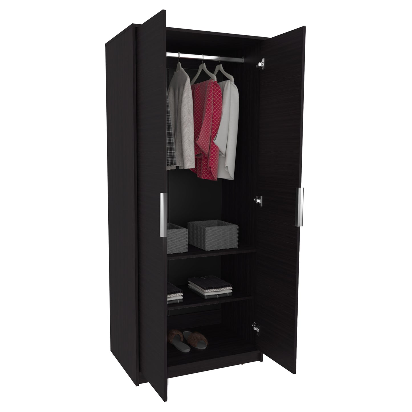 Wenden Armoire Double Doors, Hanging Rod And Interior Shelves, Freestanding Modern Wardrobe