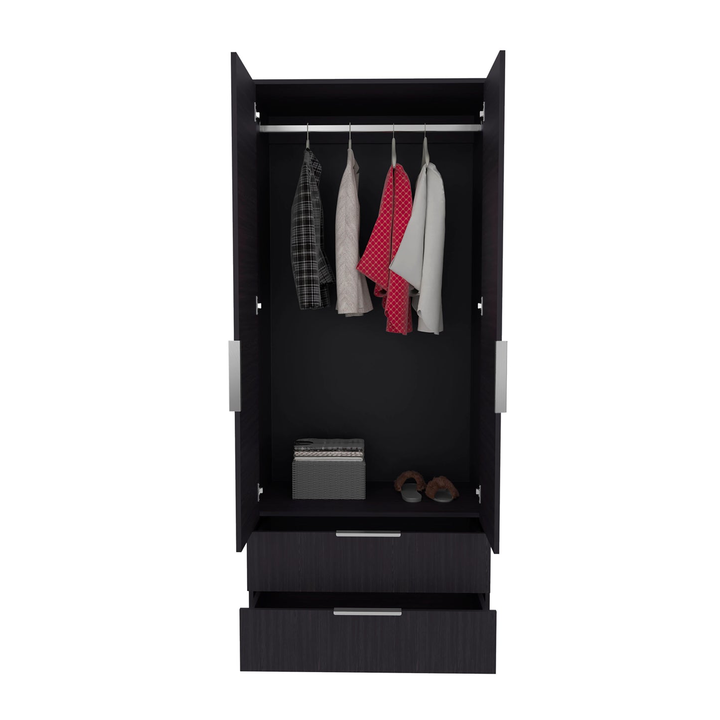 Wenden Armoire Double Doors, Two Drawers, Hanging Rod An Interior Shleves, Wardrobe