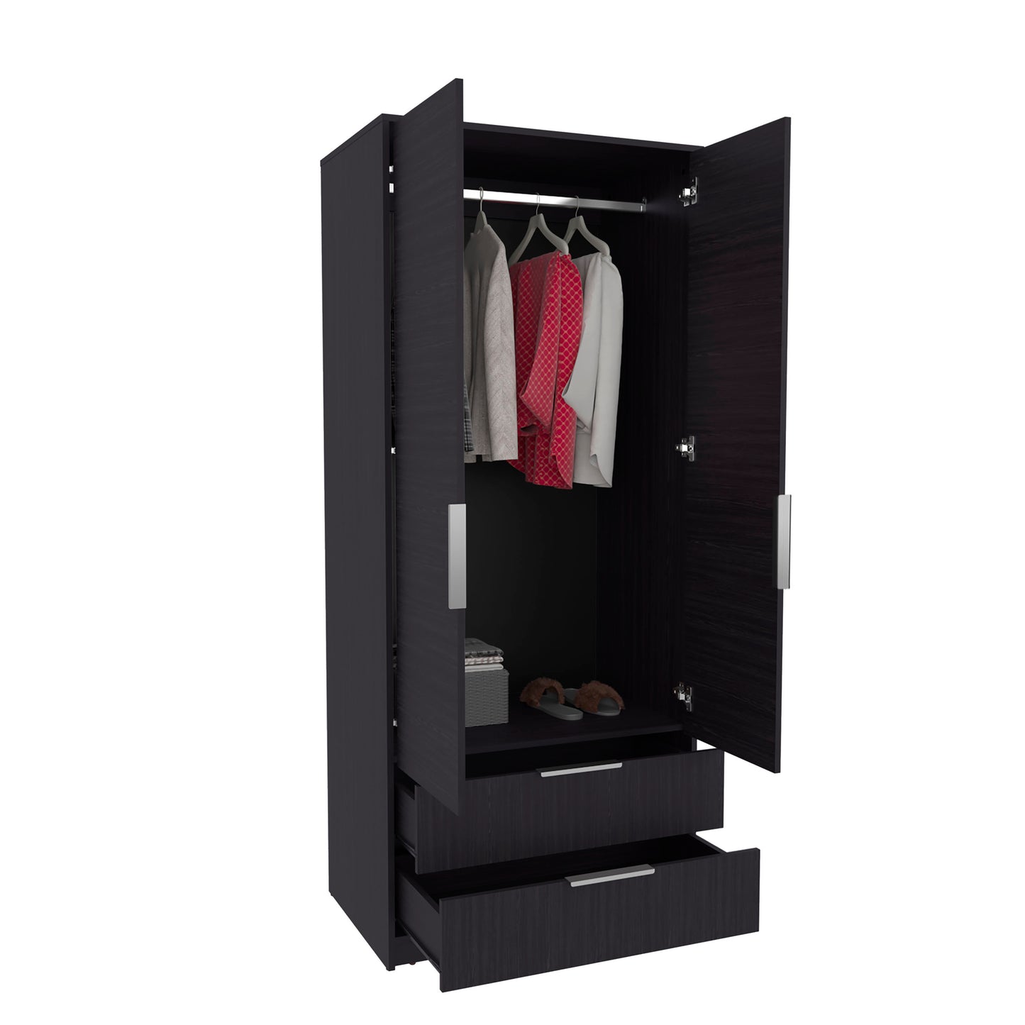 Wenden Armoire Double Doors, Two Drawers, Hanging Rod An Interior Shleves, Wardrobe
