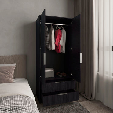 Wenden Armoire Double Doors, Two Drawers, Hanging Rod An Interior Shleves, Wardrobe
