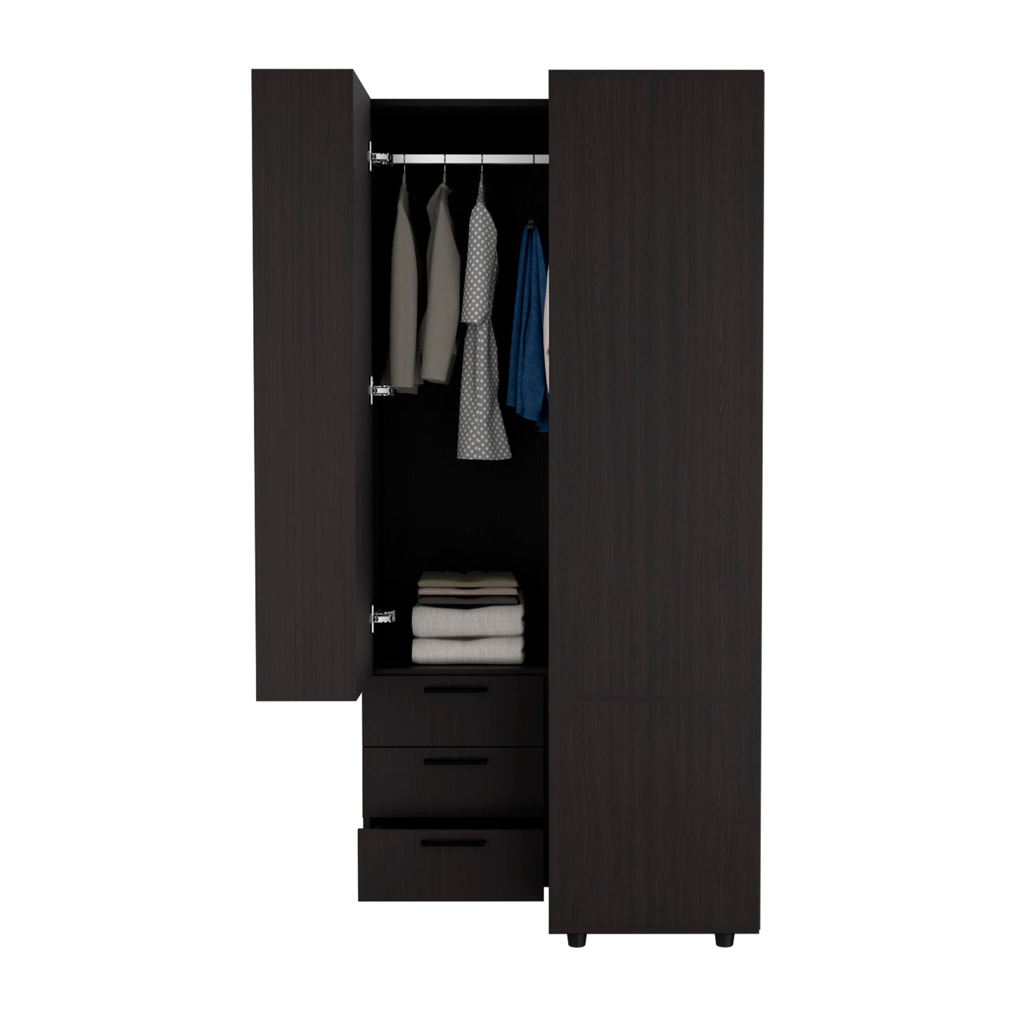 Toulouse Corner Armoire With Double Doors And Interior Shelves, Space-Saving Wardrobe