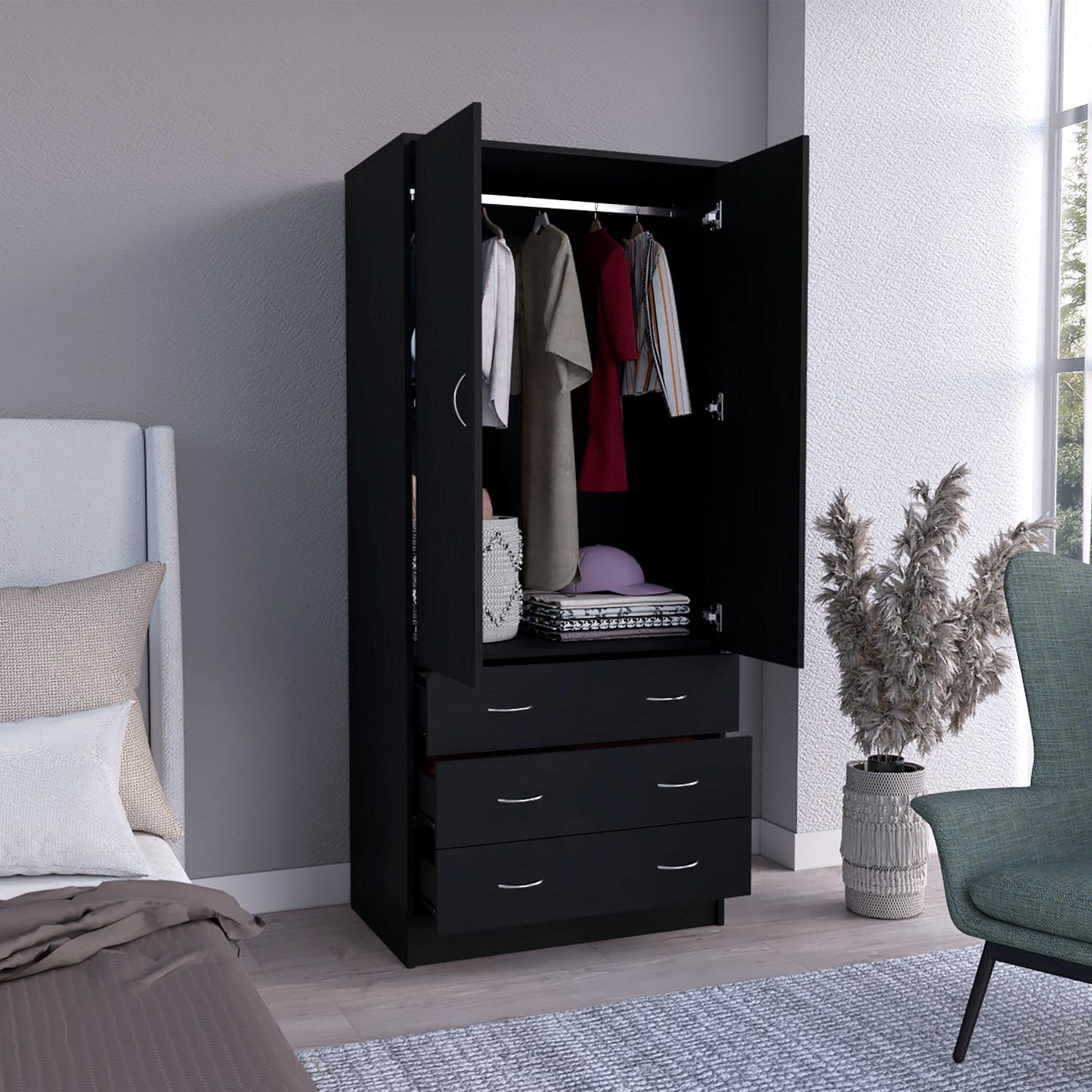 Taly Double Door Armoire Black