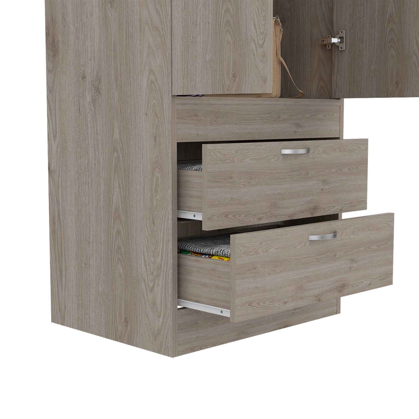 Simone Armoire, Rod, Double Door, Two Drawers, Metal Handles