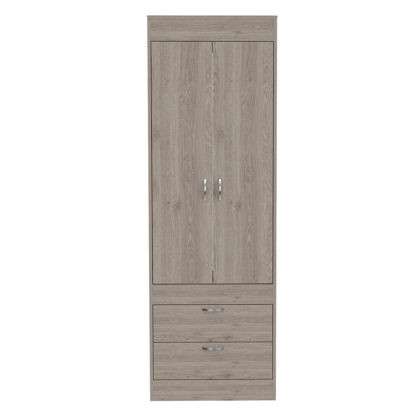 Simone Armoire, Rod, Double Door, Two Drawers, Metal Handles