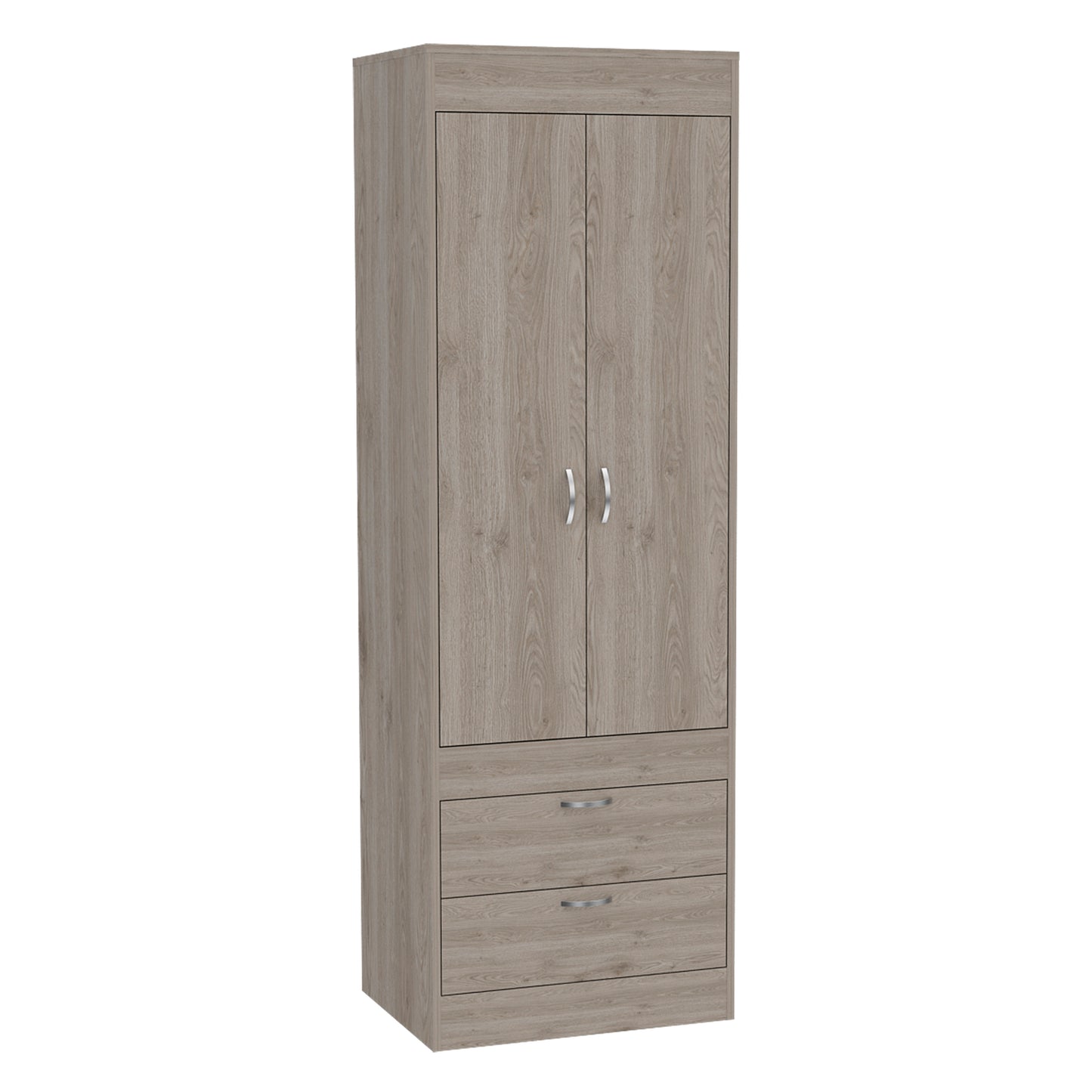 Simone Armoire, Rod, Double Door, Two Drawers, Metal Handles