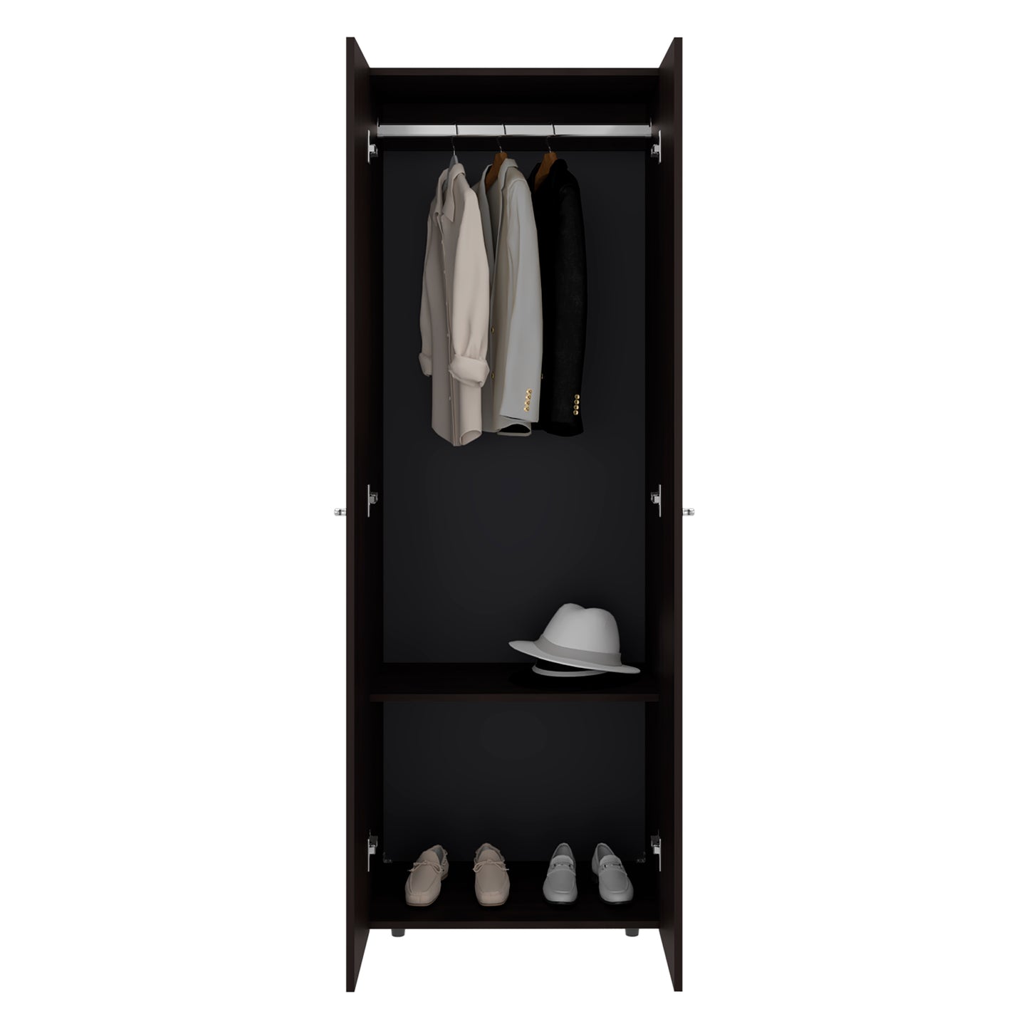 Home 2 Doors Closet System Armoire, Hanging Rod and Storage Shelf, Modern Armoire for Bedroom Organization Storage
