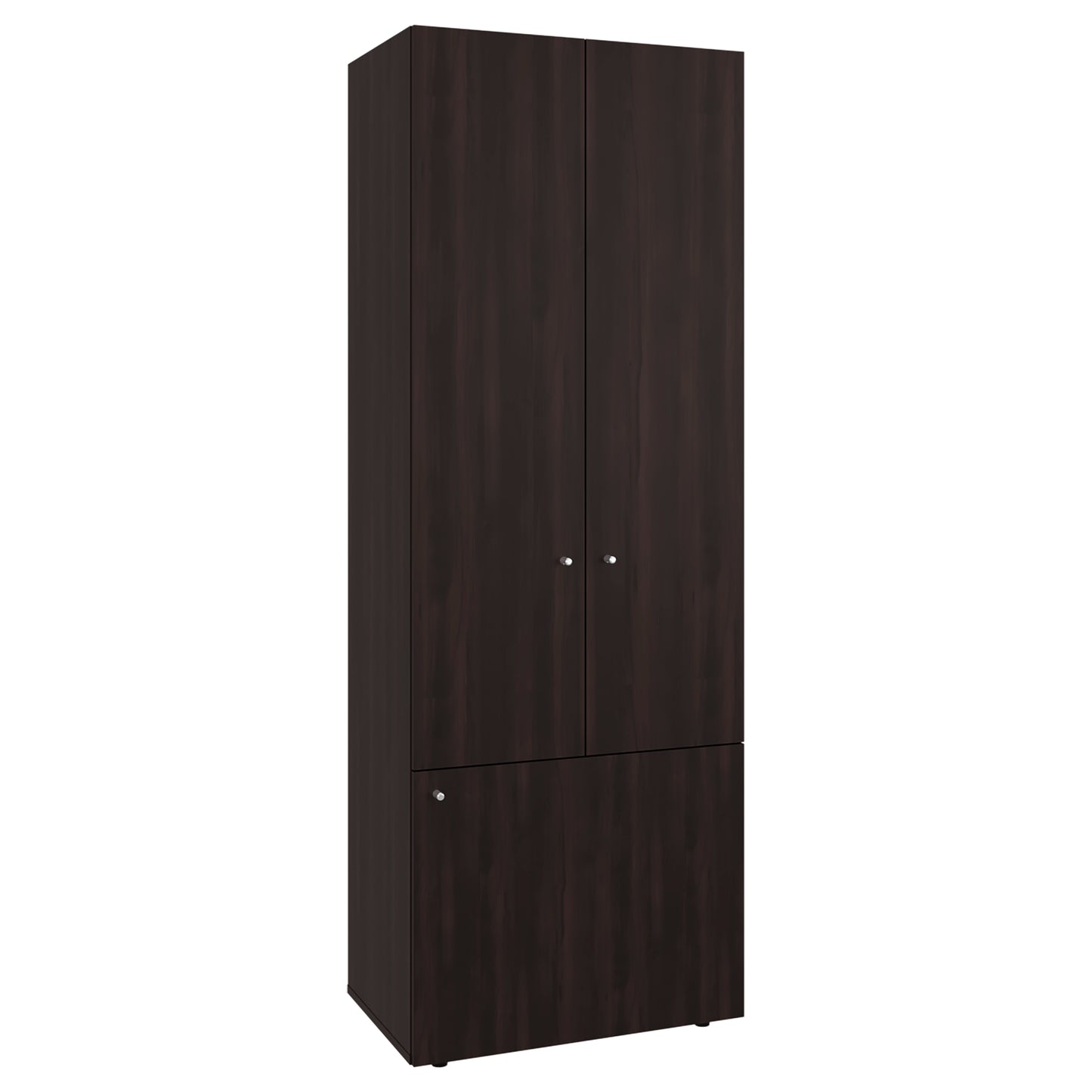 Home 3 Door Closet System with Hanging Rod for clothes and interior Shelves, Manufactured Wood Freestanding Bedroom Storage, Utility Room or Laundry Room Furniture