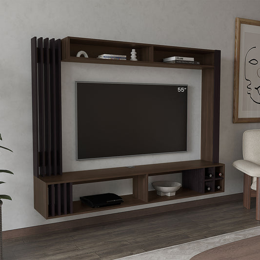 Bremmen Entertainment Center With Open Shelves, Tv Panel And Storage Compartment For Living Room or Bedroom