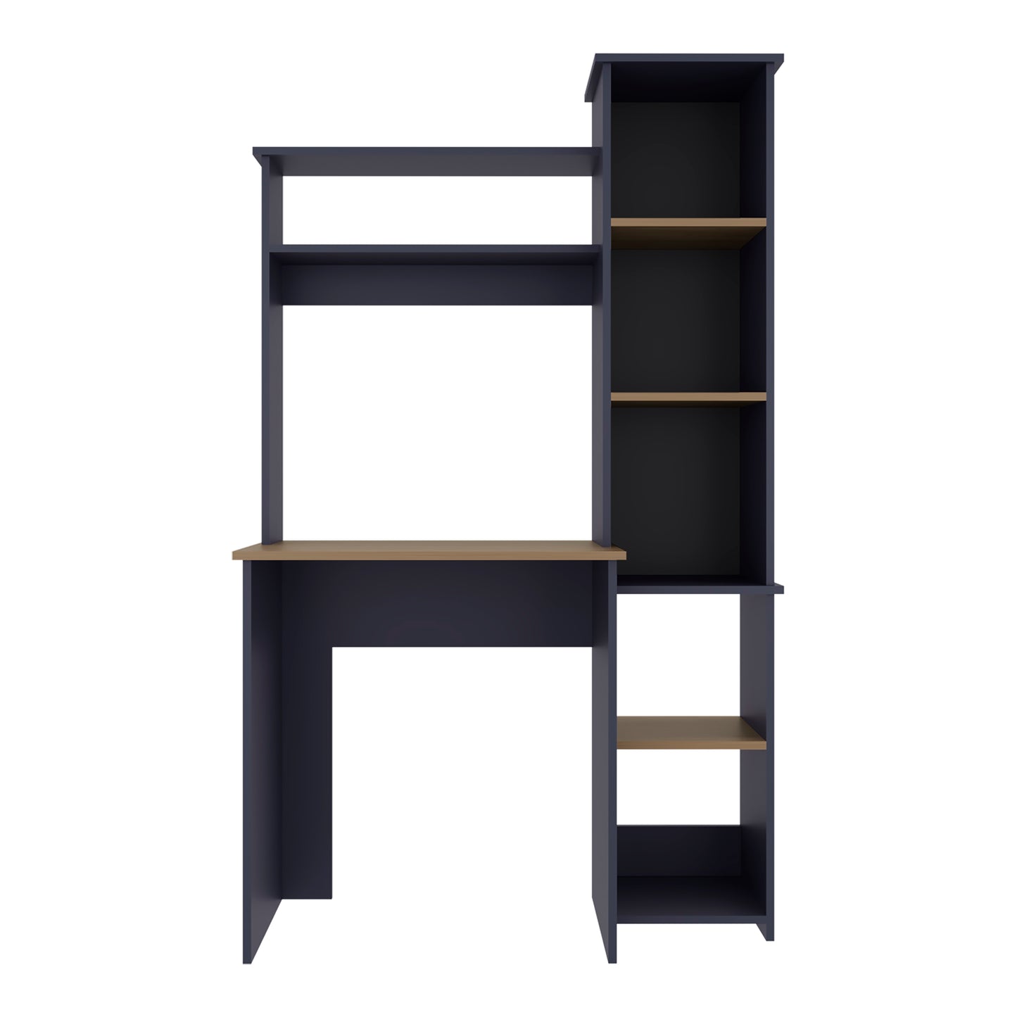 Versalles Writing Desk, Modern Studio or Office Desk, Two Superior Shelves, And Five Side Open Shleves For Books Organization
