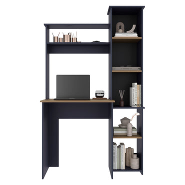 Versalles Writing Desk, Modern Studio or Office Desk, Two Superior Shelves, And Five Side Open Shleves For Books Organization