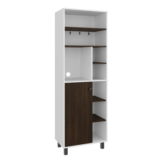 Carajillo Tall Freestanding Coffee Station and Kitchen Cabinet with One Door Cabinet, and Eight (8) Open Shelves