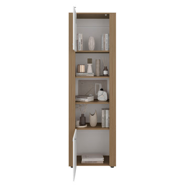 Tanalea Tall Freestanding Bookshelves and Bookcase with 3 Open Display Shelve and, 2 Doors for Hidden Storage, Living Room, Home Office or Bedroom Storage