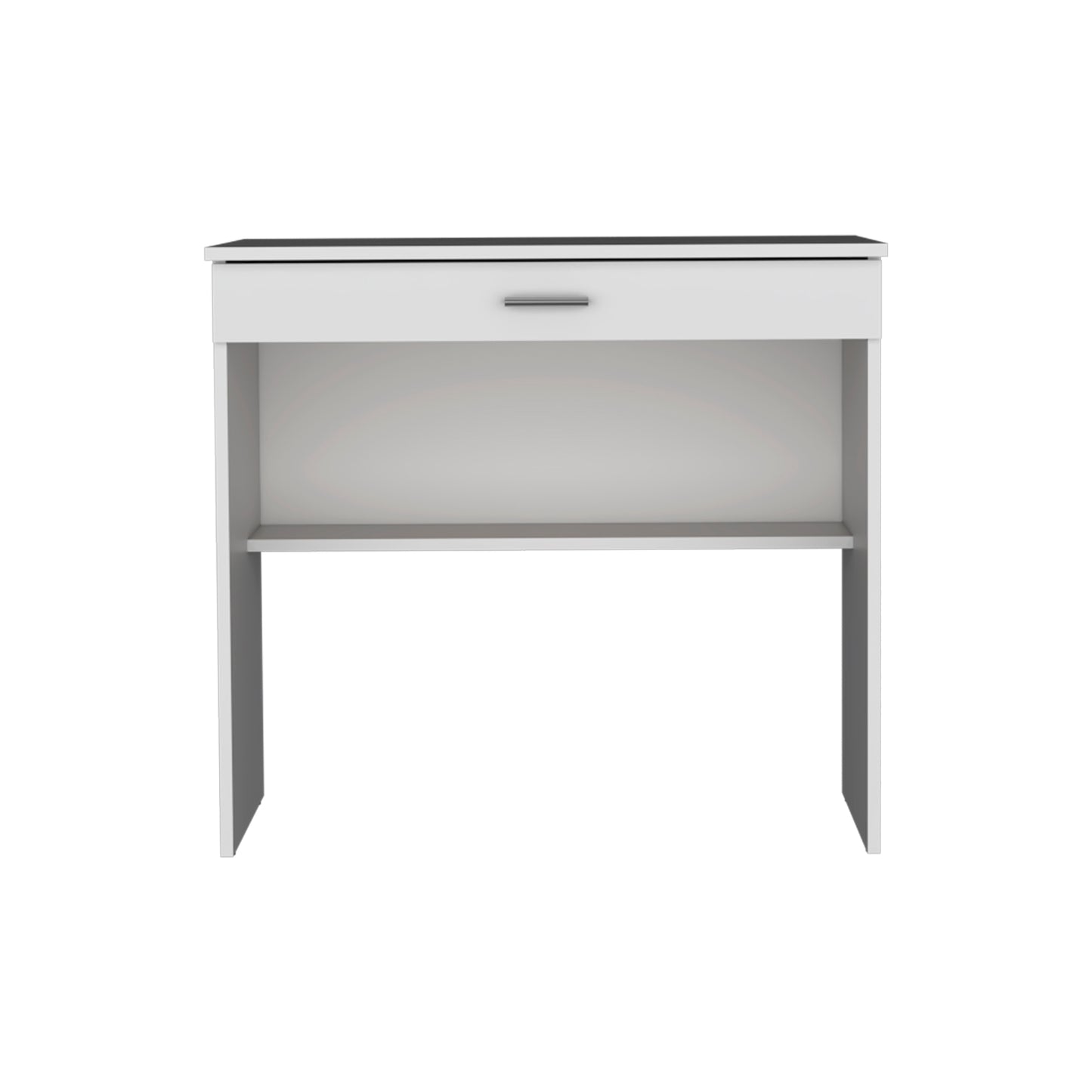 Home Writing Desk with Open Storage Top Shelf, One Drawer, Compact Design, 31” Wide Computer Desk, Ideal for Home Office
