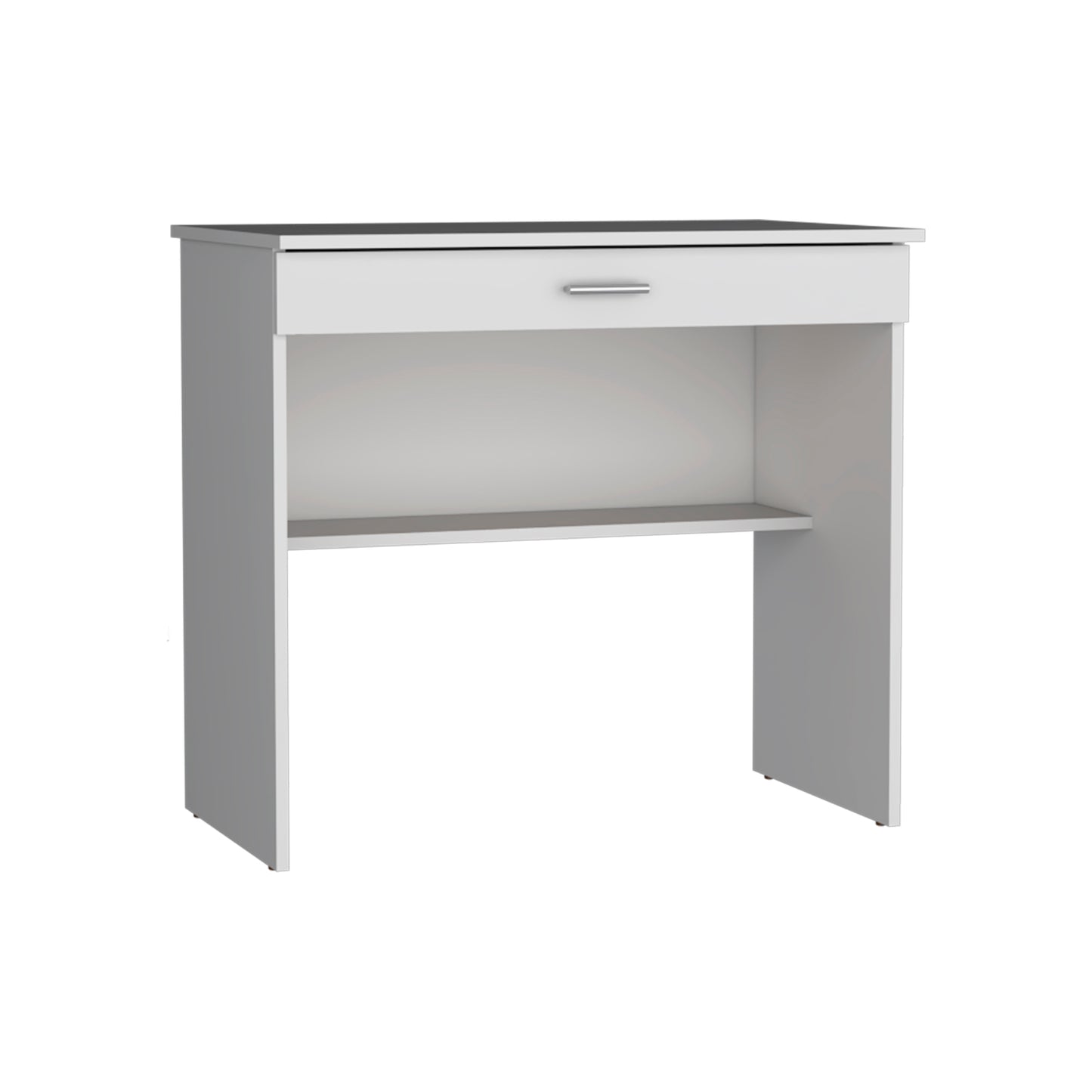 Home Writing Desk with Open Storage Top Shelf, One Drawer, Compact Design, 31” Wide Computer Desk, Ideal for Home Office