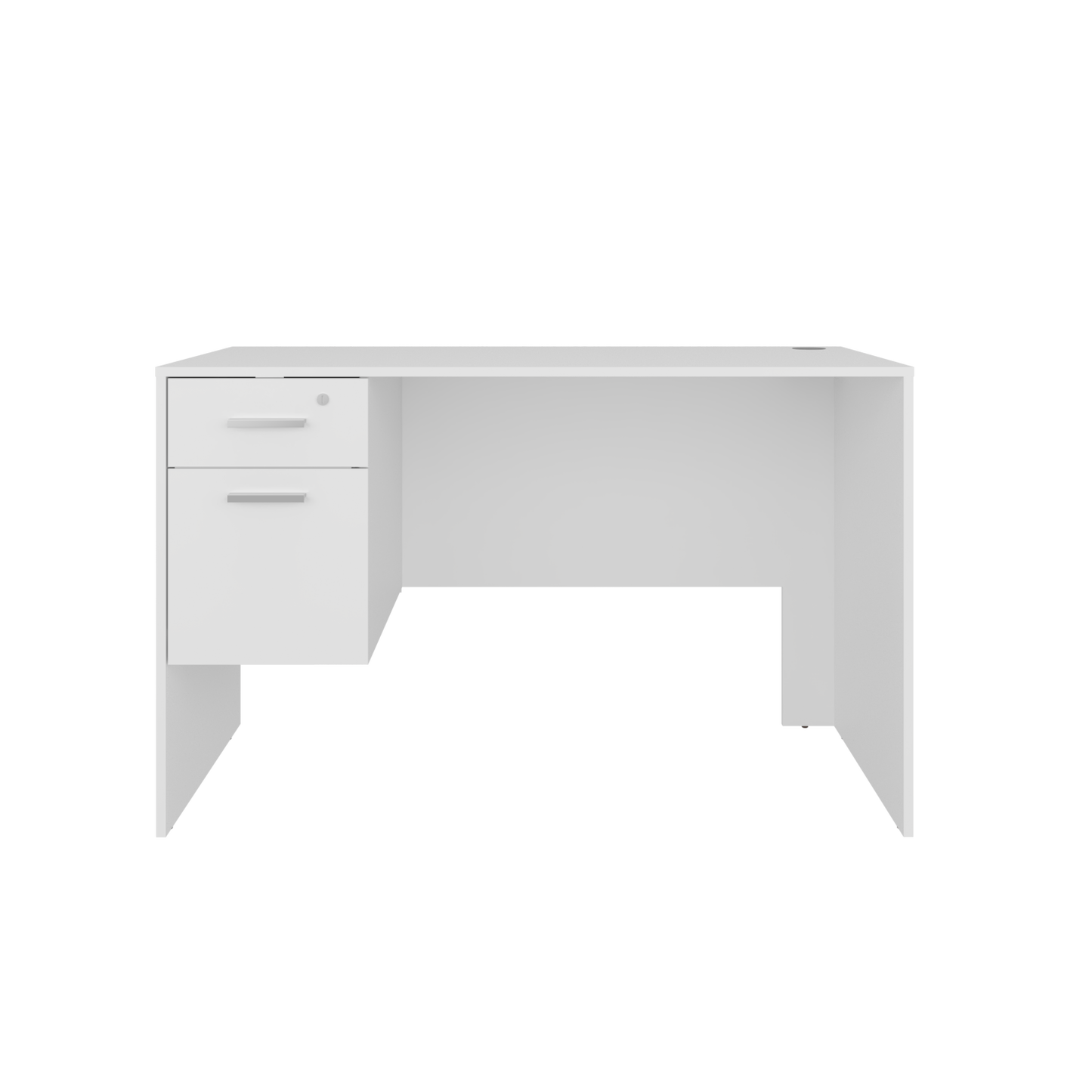 Mellier Modern Office Desk with Two Drawers and Side Storage, Compact Computer Workstation for Home Office or Study Room