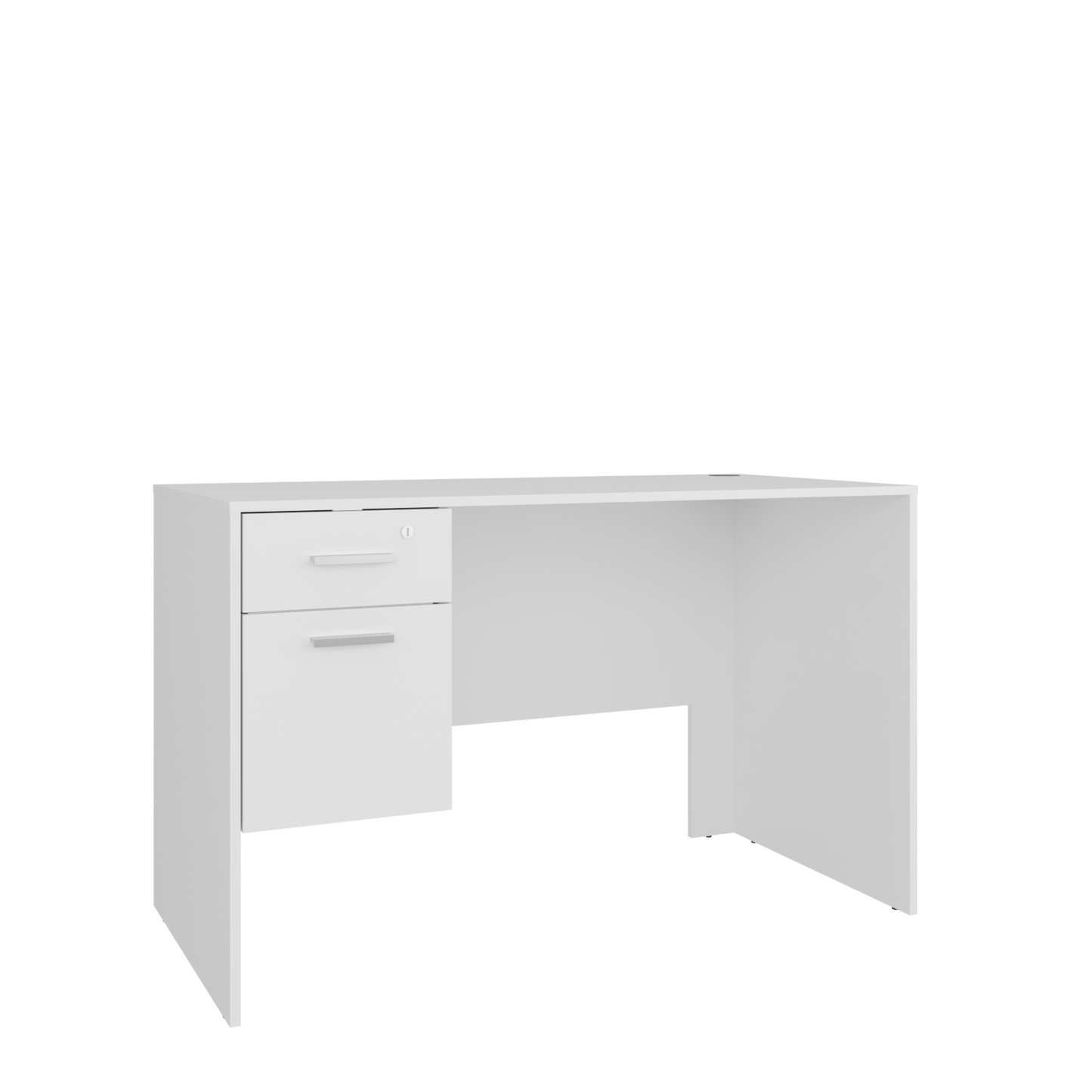 Mellier Modern Office Desk with Two Drawers and Side Storage, Compact Computer Workstation for Home Office or Study Room