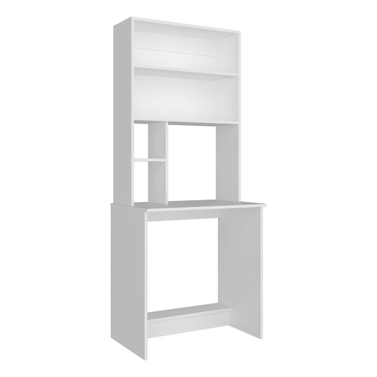 Tuhome Compu Hutch Desk with Four Shelves, One Lower Shelf, Writing Desk, Space-Saving Solution for Home Office or Study