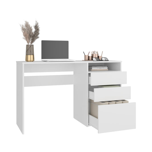 Dublin Computer Desk with Three Storage Drawers and One Open Shelf Offering Practical Workspace Organization, Modern Home Office Functionality and Durable Engineered Wood Construction