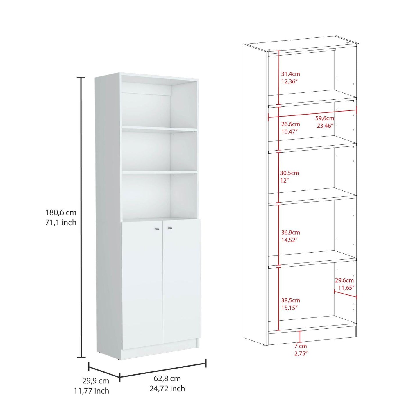 Home 2-Door Bookcase