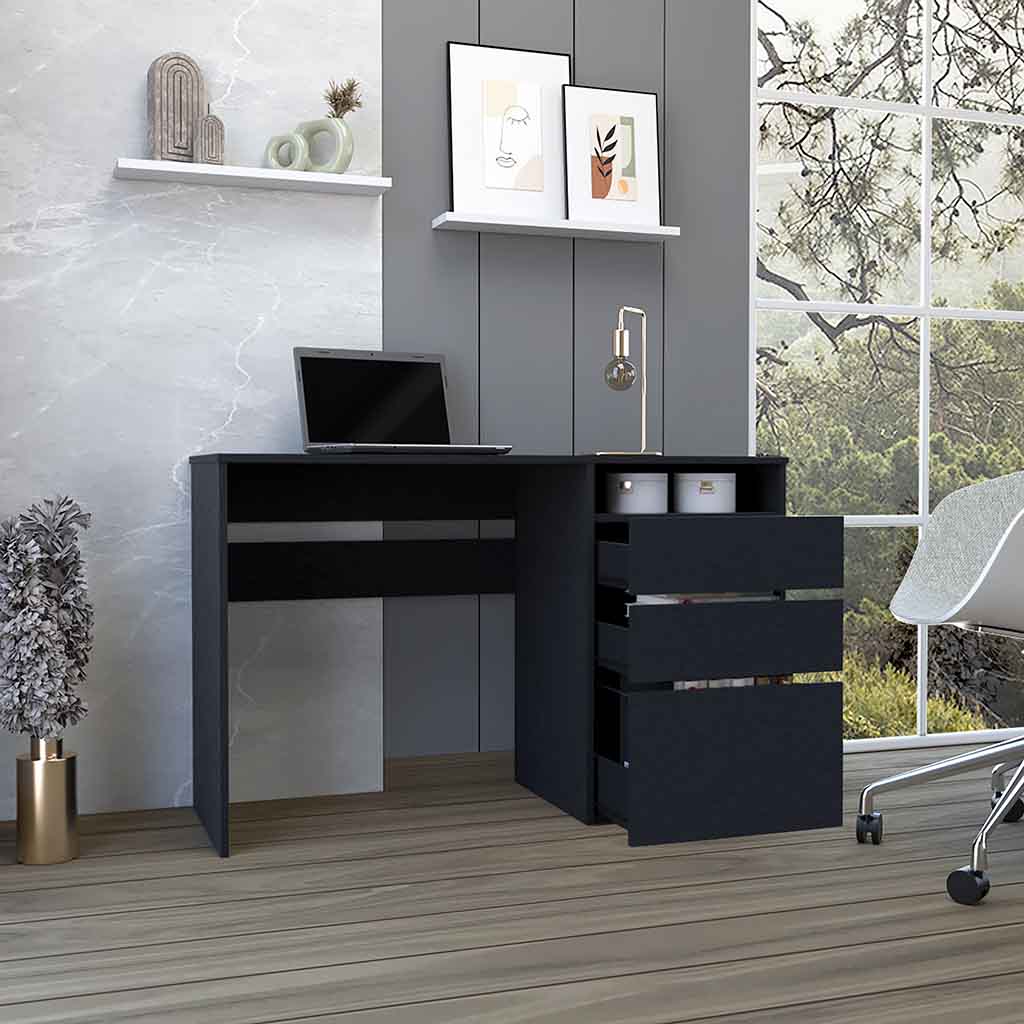 Dublin Three Drawer Computer Desk, One Shelf