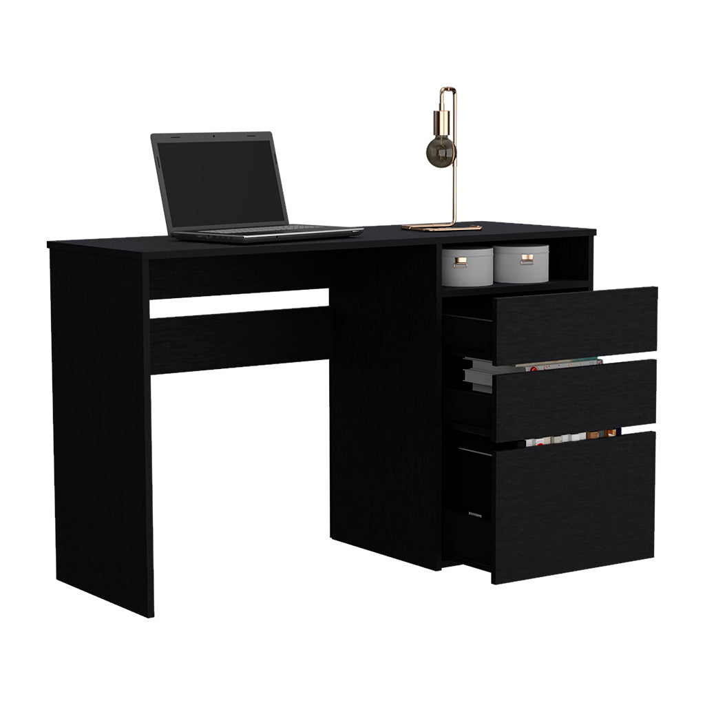 Dublin Three Drawer Computer Desk, One Shelf