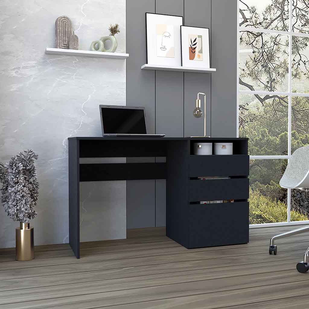Dublin Three Drawer Computer Desk, One Shelf