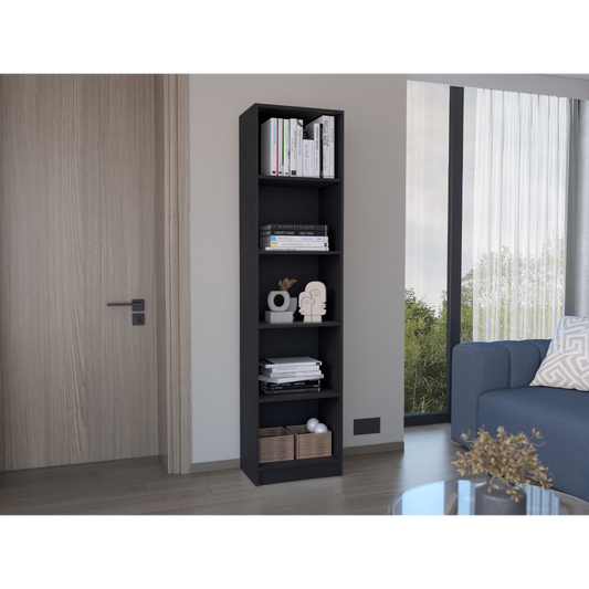 Home Xs Bookcase With 5-Tier Shelves And Slim Design, For Compact Style Living Room, Bedroom or Office Decor