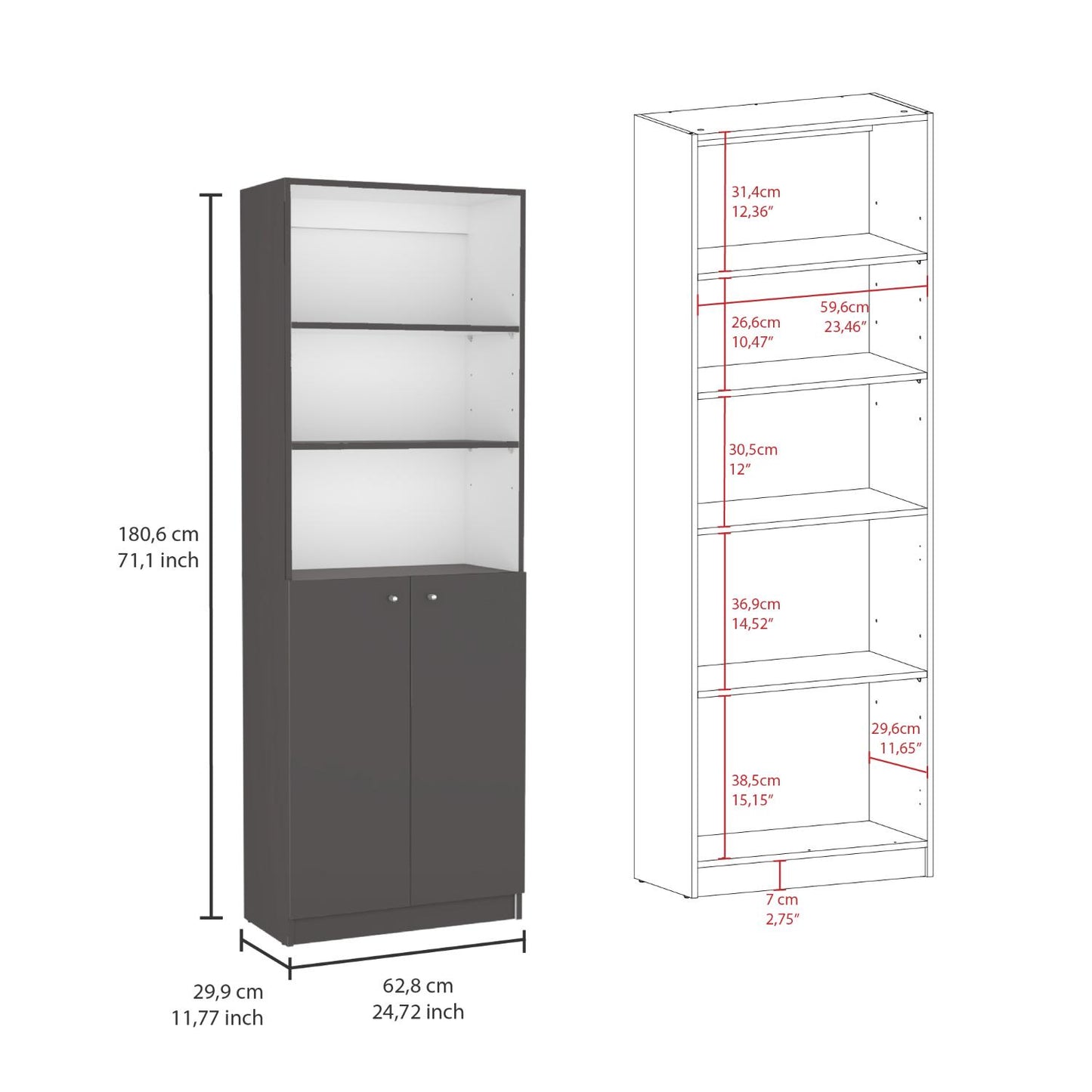Home 2-Door Bookcase