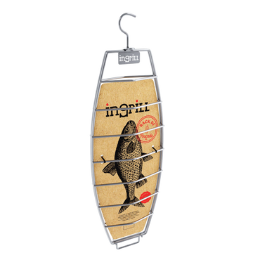 INGRILL Stainless Steel Fish Rack for Barrel & Drum Smokers – 304 Stainless Steel Hanging Fish Basket with Locking Hinge for Vertical Smoking & Grilling