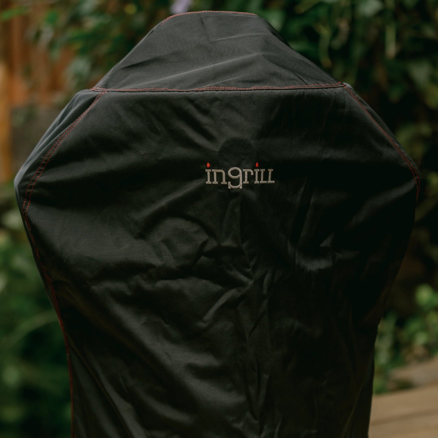 INGRILL Small Barrel Grill Cover – Weather-Resistant Waterproof Black Canvas Cover with Bottom Straps, Secure Outdoor Protection for Small Smokers
