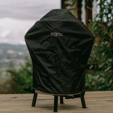 INGRILL Small Barrel Grill Cover – Weather-Resistant Waterproof Black Canvas Cover with Bottom Straps, Secure Outdoor Protection for Small Smokers
