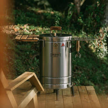 3-in-1 Stainless Steel Smoker Barrel Grill – Portable Charcoal BBQ with Thermometer, Outdoor Cooking Smoker for Camping, Backyard & Home BBQ INGRILL