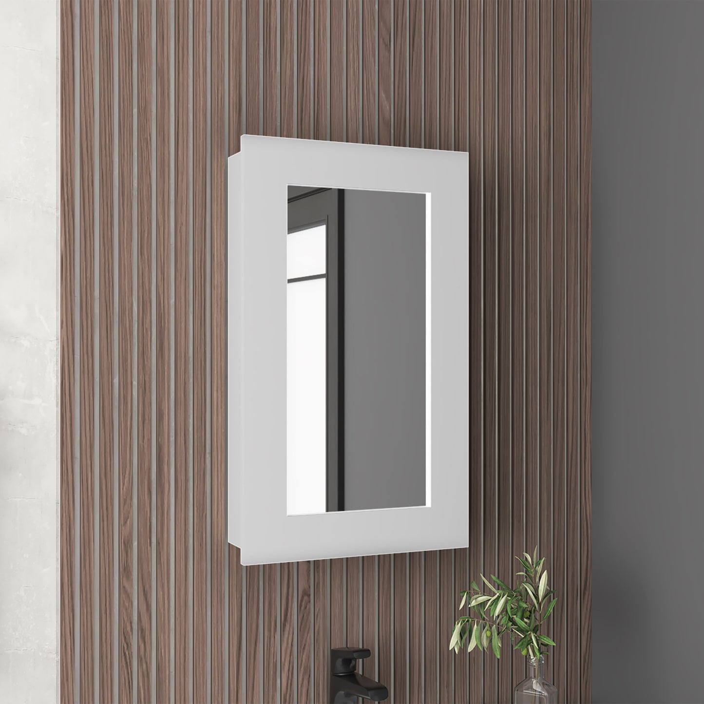 Juno 25.7" H x 15.7" W Narrow Mirror Medicine Cabinet, One door with Three interior Shelves for Bathroom, Kitchen