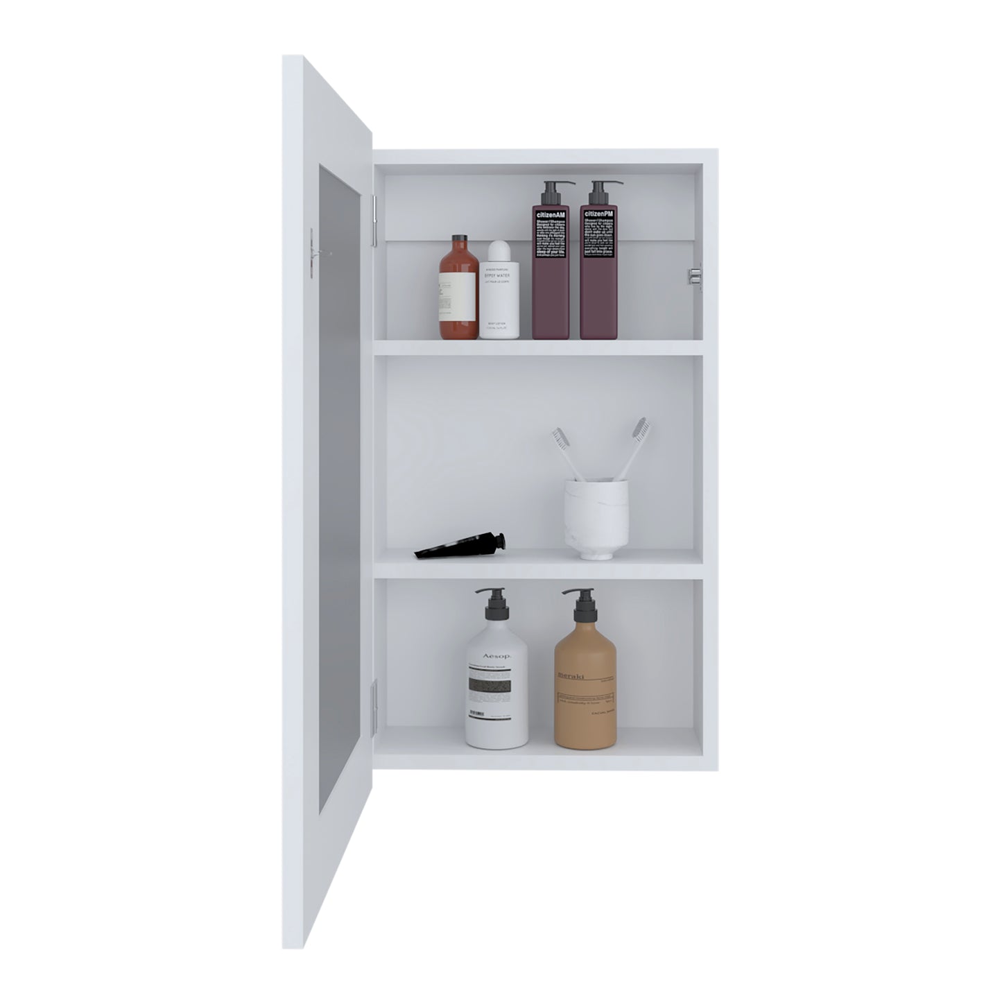 Juno 25.7" H x 15.7" W Narrow Mirror Medicine Cabinet, One door with Three interior Shelves for Bathroom, Kitchen