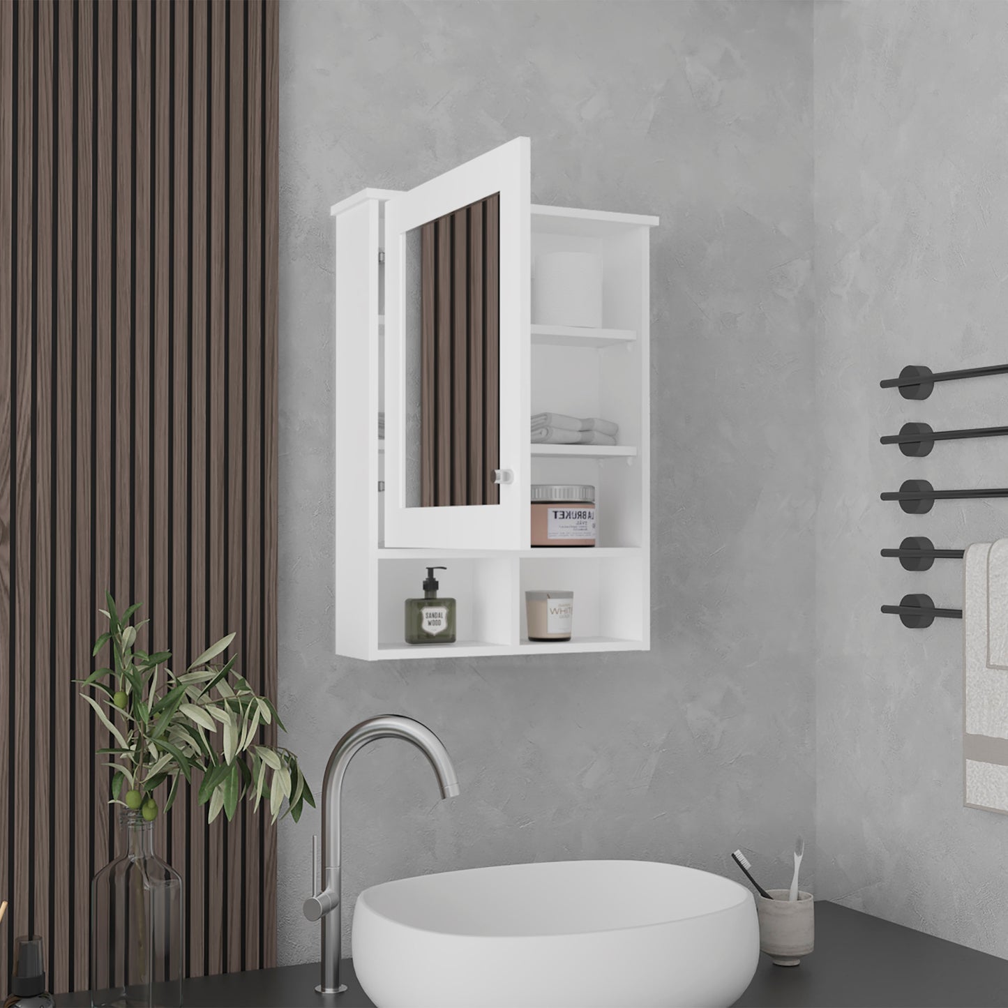 Vina Medicine Cabinet with Mirror and Cubby Shelving