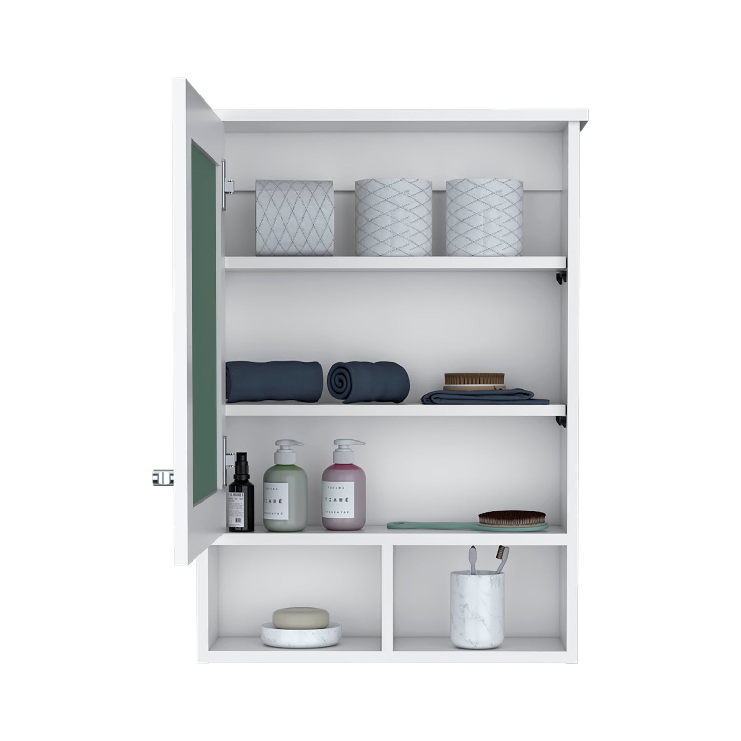 Vina Medicine Cabinet with Mirror and Cubby Shelving