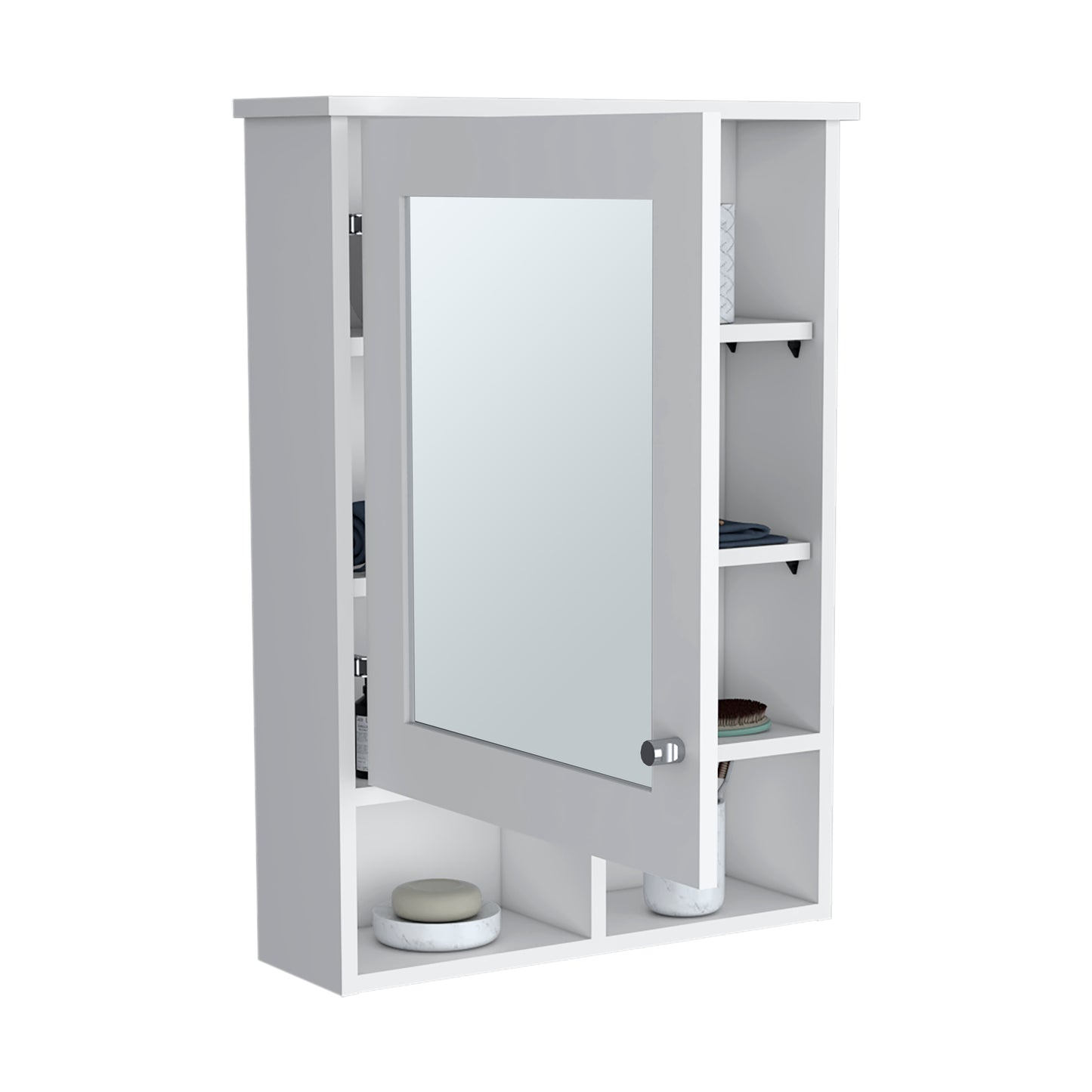 Vina Medicine Cabinet with Mirror and Cubby Shelving