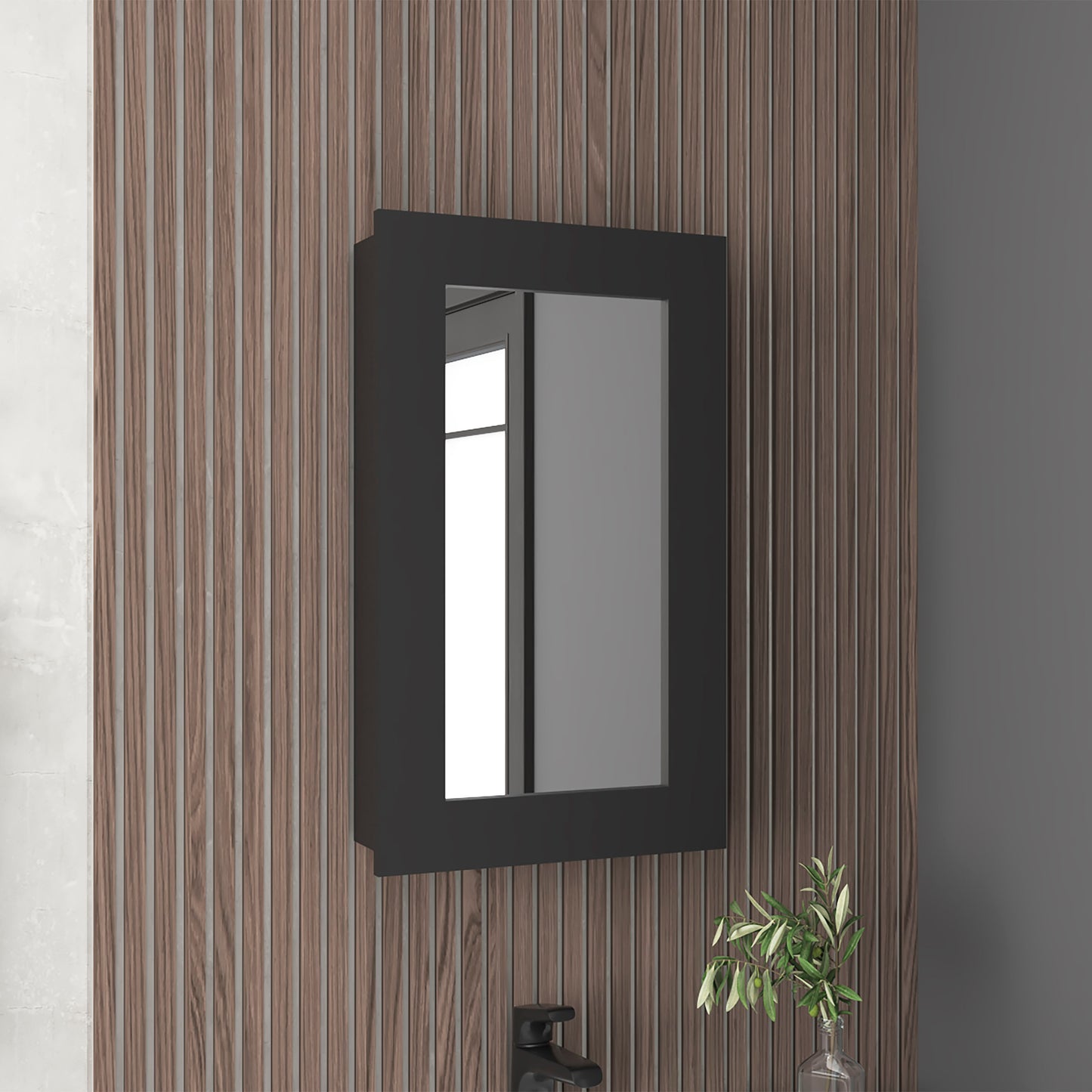Juno 25.7" H x 15.7" W Narrow Mirror Medicine Cabinet, One door with Three interior Shelves for Bathroom, Kitchen