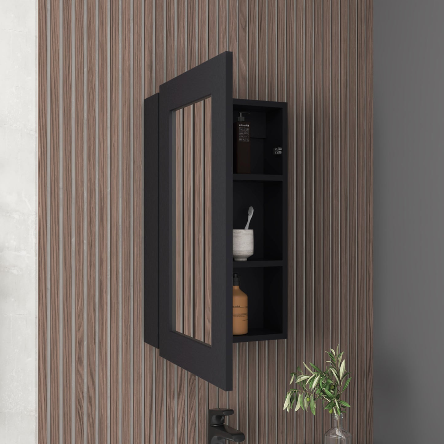 Juno 25.7" H x 15.7" W Narrow Mirror Medicine Cabinet, One door with Three interior Shelves for Bathroom, Kitchen
