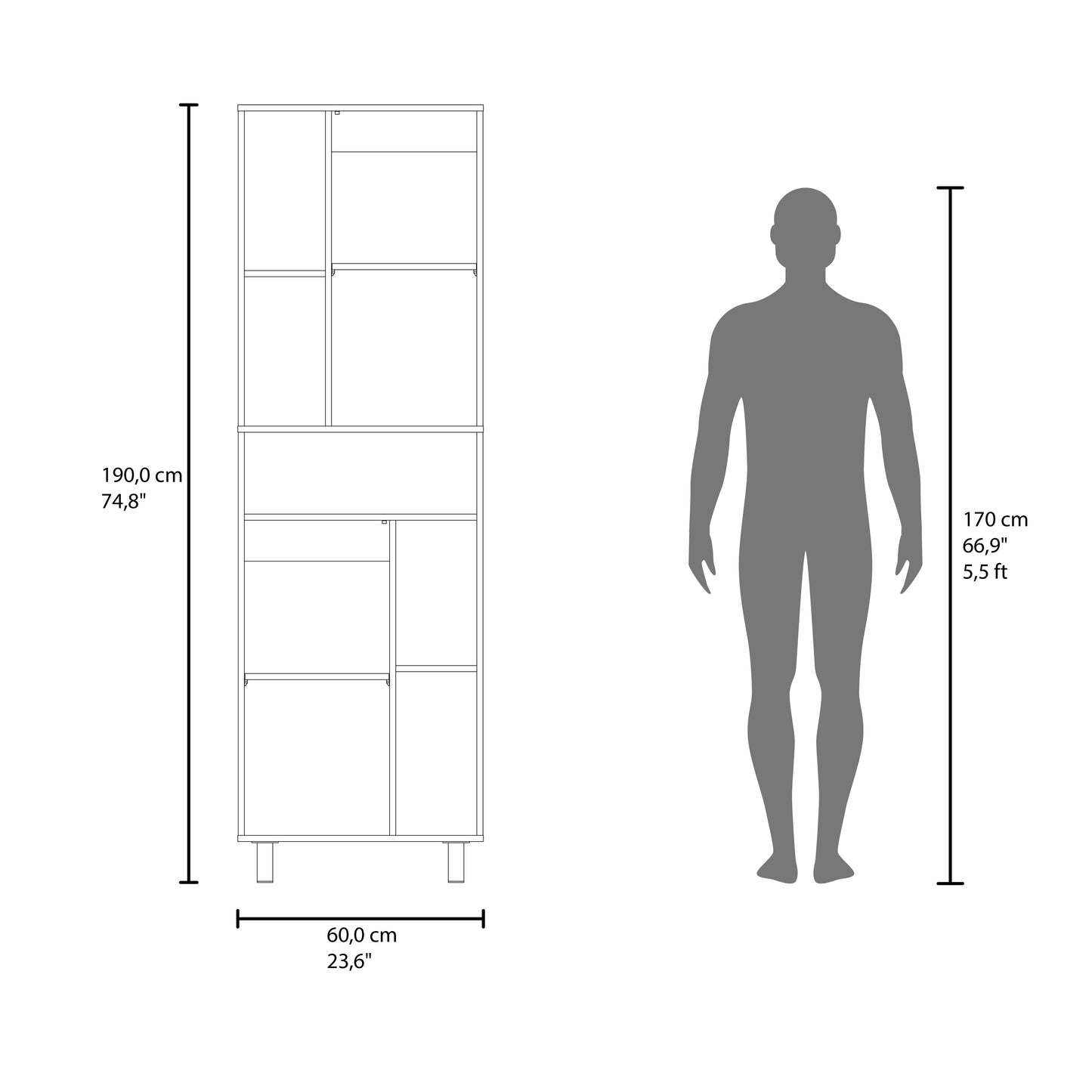 Bryce Pantry Cabinet With Two Doors And Multiple Storage Compartments