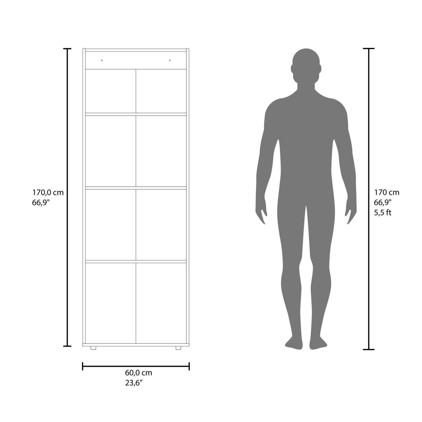 Home 3 Door Closet System with Hanging Rod for clothes and interior Shelves, Manufactured Wood Freestanding Bedroom Storage, Utility Room or Laundry Room Furniture