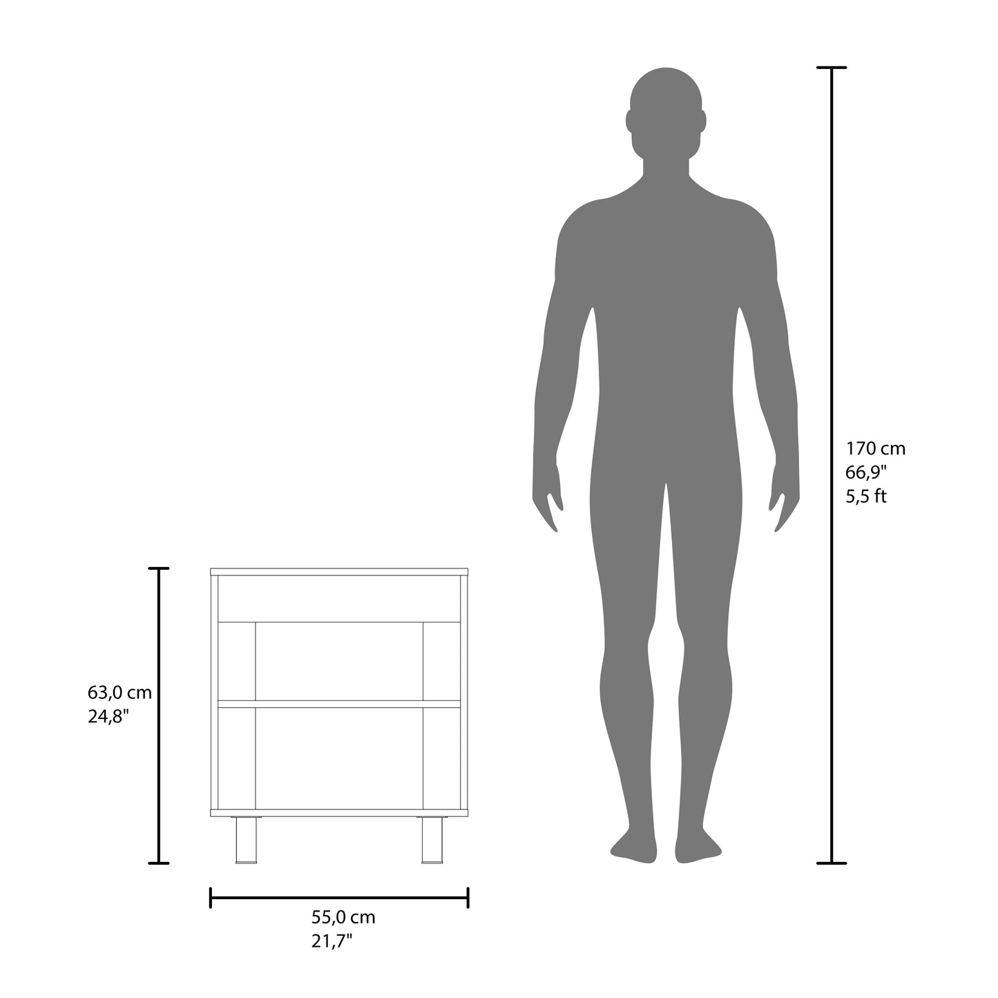 Marlo Under Sink Cabinet with Two Doors and Interior Storage Shelves, Cut-Out Back, 22” Wide Freestanding, Modern Bathroom Storage