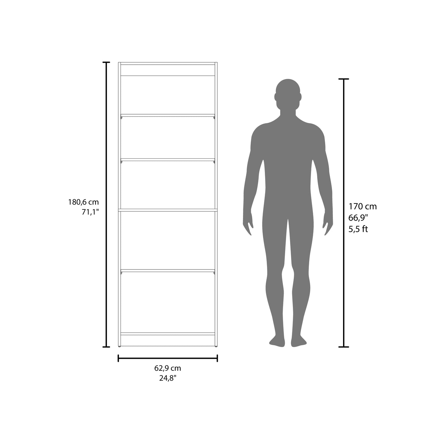 Home Two Door Bookcase, 2 Open Shelves And Concealed Storage