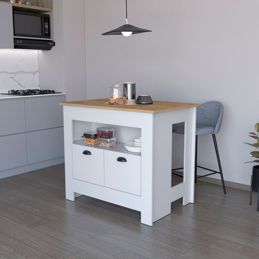 Arlet Kitchen Island White Macadamia