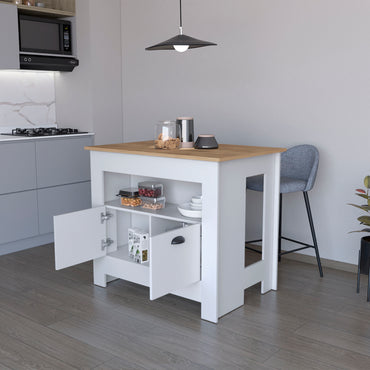 Arlet Kitchen Island White Macadamia