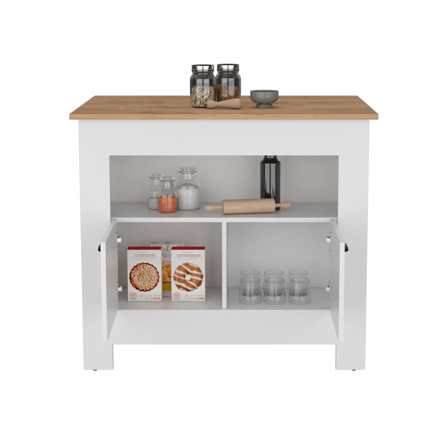 Arlet Kitchen Island White Macadamia