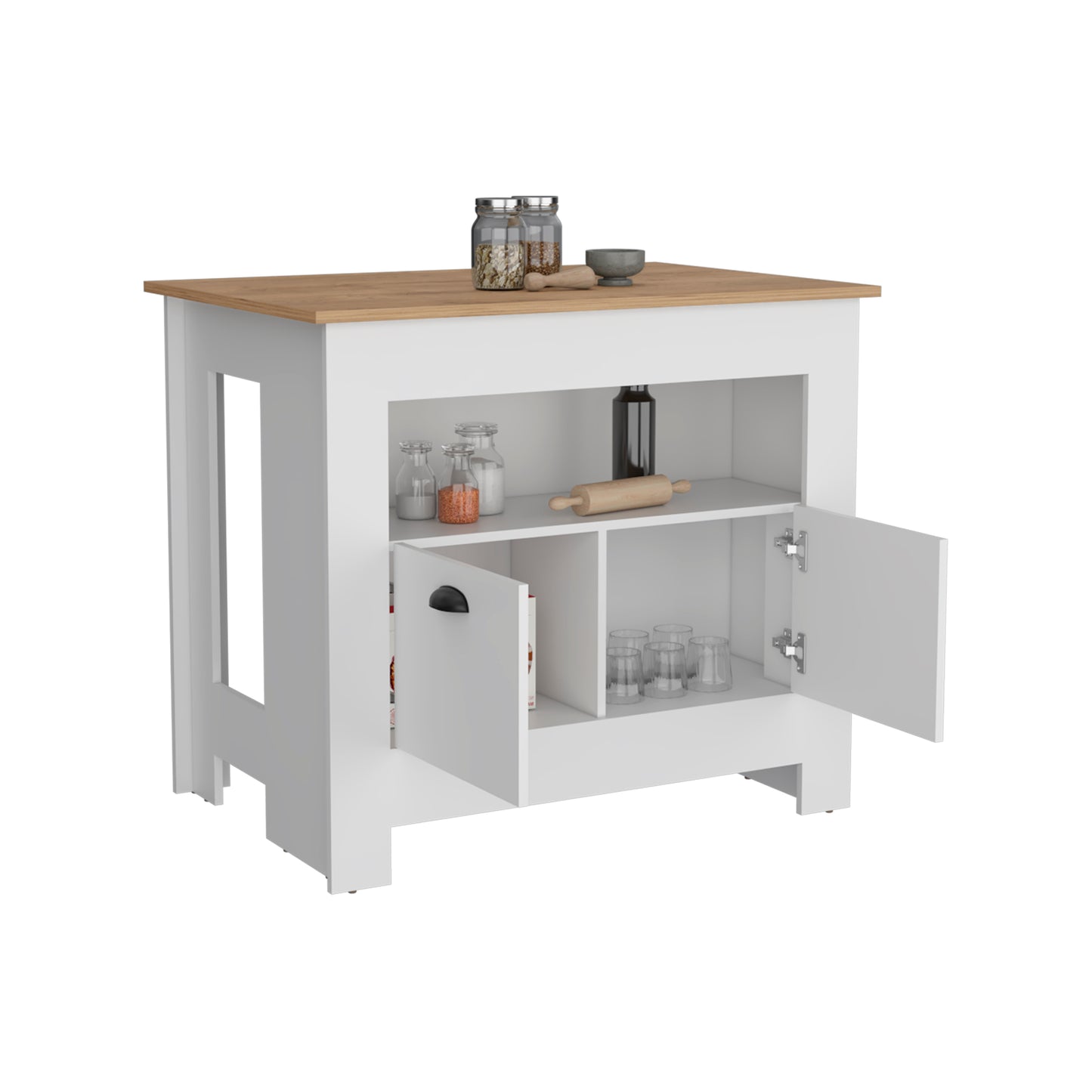 Arlet Kitchen Island White Macadamia