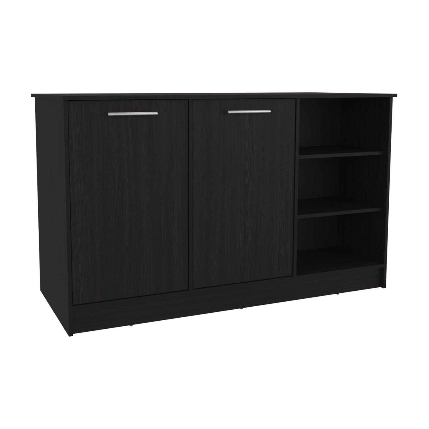 Ginger Kitchen Island, Three Open Shelves, Two Cabinets