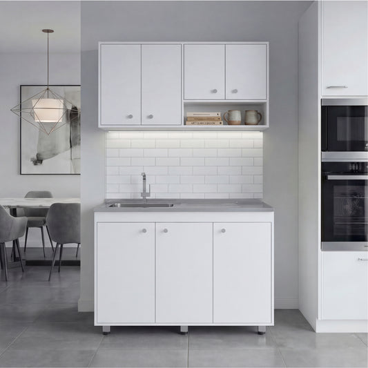 Napoleon Kitchen Cabinet Set for Home Kitchen Storage and Organization, Multi-Unit Cabinet Solution with Clean Design for Pantry and Prep Areas, Modern Style, White Finish