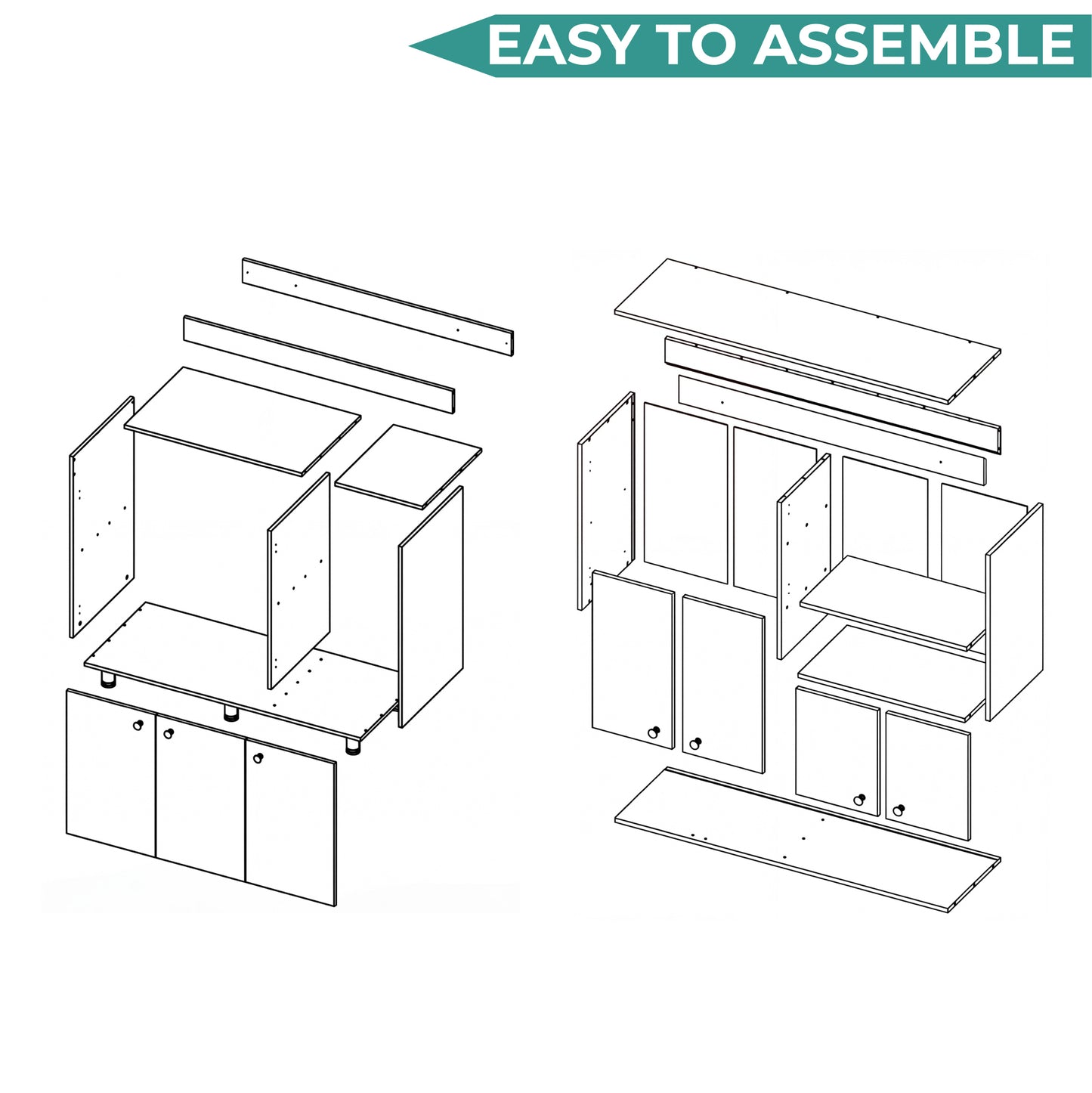 Napoleon Kitchen Cabinet Set for Home Kitchen Storage and Organization, Multi-Unit Cabinet Solution with Clean Design for Pantry and Prep Areas, Modern Style, White Finish